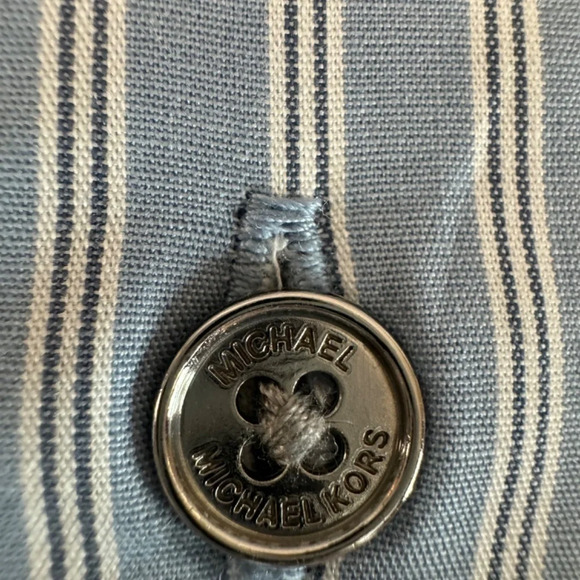 MICHAEL Michael Kors Cotton Striped Button Shirt Chambray MEDIUM Blue & White - Picture 2 of 6